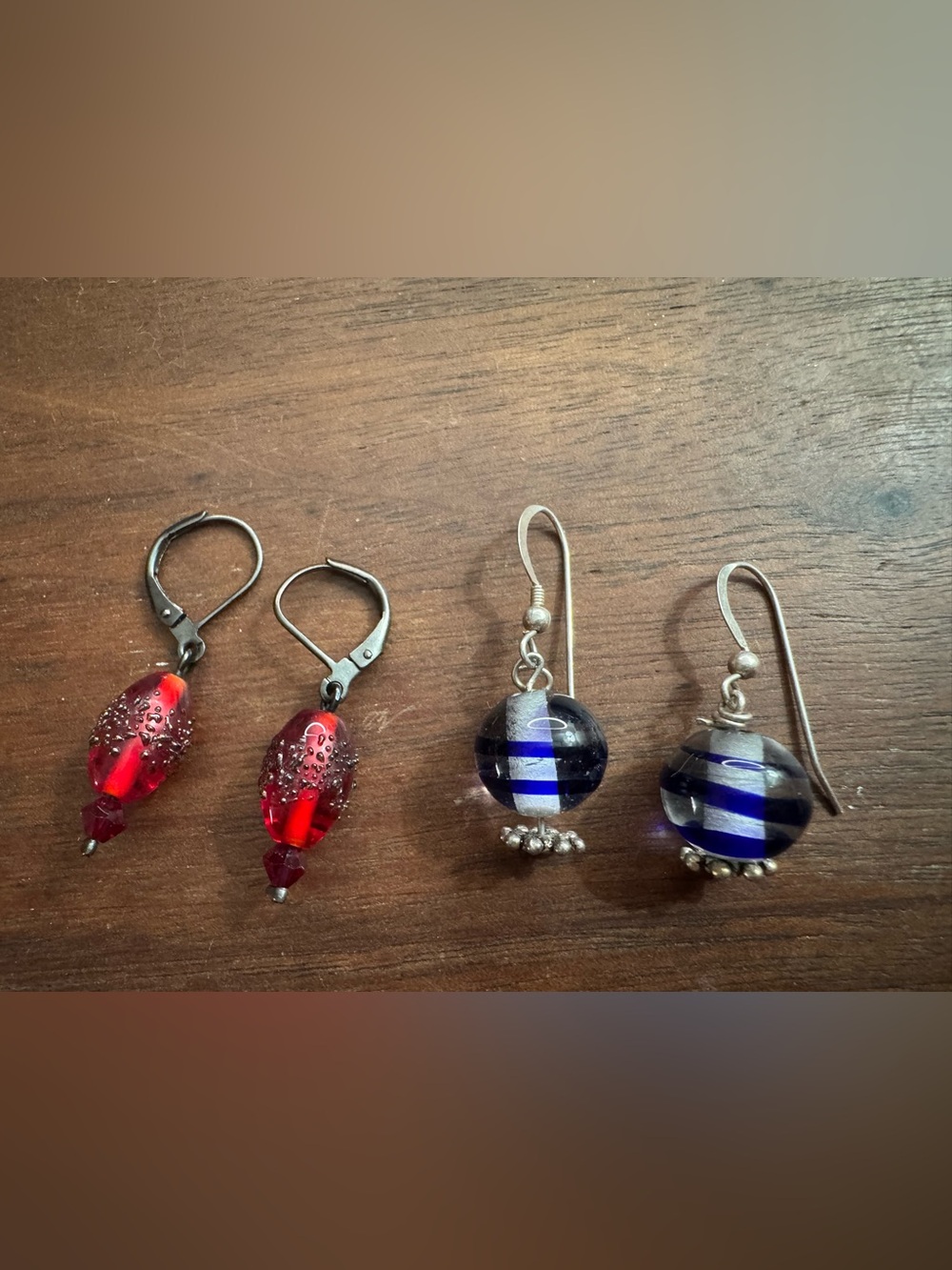 Pair of Lampwork/Blown Glass Beaded Dangle Earrings
